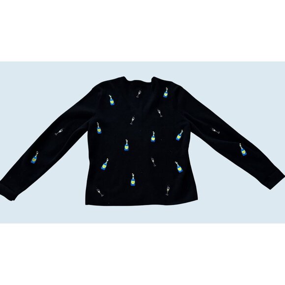 Vintage ALEXANDRA BARTLETT Y2K Champagne Embroidered Sweater Sz M - Picture 5 of 7